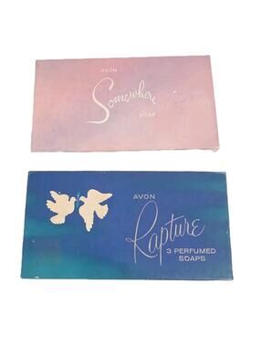 Vintage New Avon Rapture and Somewhere Soap Set ~ 2 Soaps  + 3 Soaps  ~ with Box